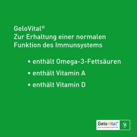 GeloVital Capsules, pack of 100, to maintain a normal function of the immune system, with vitamin A as well as to maintain normal skin and mucous membranes, vitamin D and omega-3 fatty acids (cod liver)