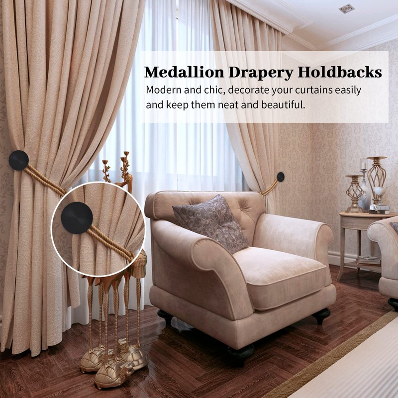 Curtain Holdbacks, 2 Pack Decorative Curtain Holders Wall Mounted Drapery