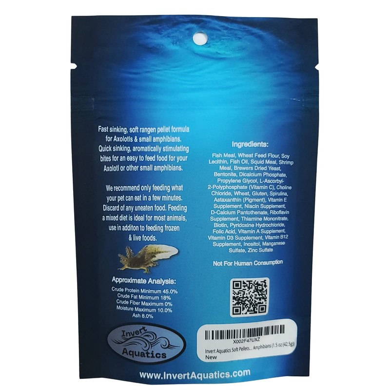 Invert Aquatics Soft Pellets for Axolotls - Moist Sinking Diet