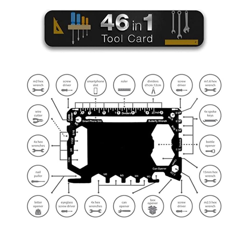 46 in 1 Multi Tool and Survival Card - Lightweight