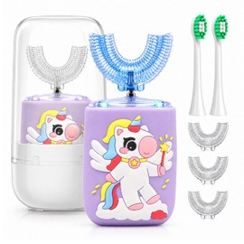 Cepillo De Dientes Eléctrico Para Niños, Cepillo De Dientes En Forma De U, Cepillo Sónico Automático Para Niños Con Vaso, 5 Cabezales, 6 Modos De Limpieza Sónica, Resistente Al Agua Ipx7, Dise