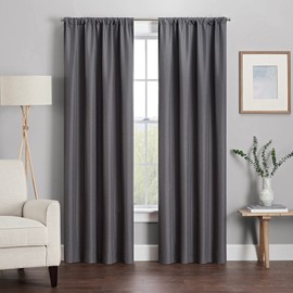 ECLIPSE Kendall Modern Blackout Thermal Rod Pocket Window Curtain for Bedroom or Living Room (1 Panel), 42" x 84", Charcoal, 1 Panel