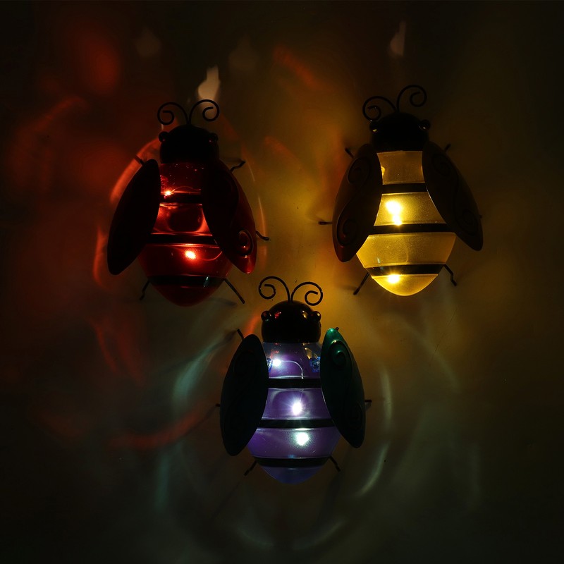 3pcs Solar Bee Lights Cute Innovative Iron Art Solar Powered