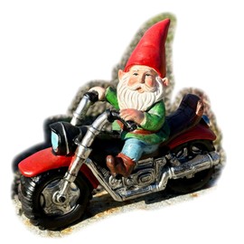 Biker Gnome Garden Ornament 21cm Resin Old Man On Motorbike Outdoor Novelty Sculpture