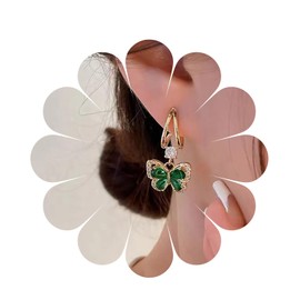 Cimenexe Bohemian Emerald Butterfly Dangle Earrings Gold Crystal Butterfly Drop Earrings Green CZ Paved Butterfly Earrings Green Rhinestone Butterfly Stud Earrings Jewellery For, Zinc, No Gemstone
