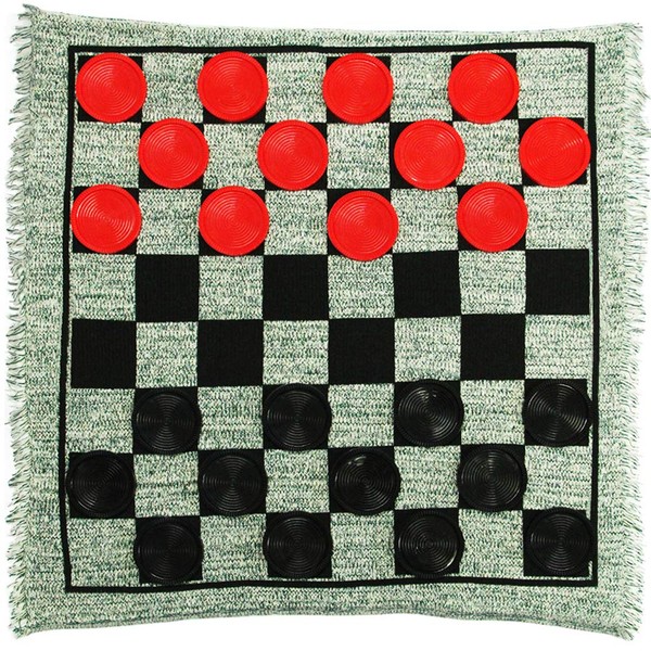 Lulu Home Jumbo Checkers,  Giant 3-in-1 Checkers Game Rug with Super Tic Tac Toe Game Set