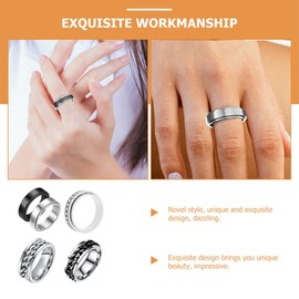 STOBOK Titanium Steel Rotating Fidget Ring Silent Focus Support Lightweight No Skin Irritation Stress Relief for Study Exam 5PCS