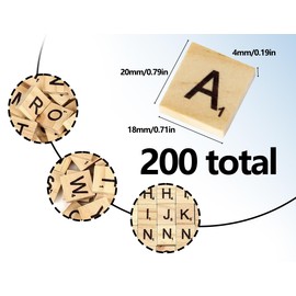 KAPSING Pack of 200 Wooden Letters, Wooden Alphabet Tile Letters, Scrabble Letters Wooden A to Z Puzzle, for Children Letters for Playing, Children's Education, Children's Toy