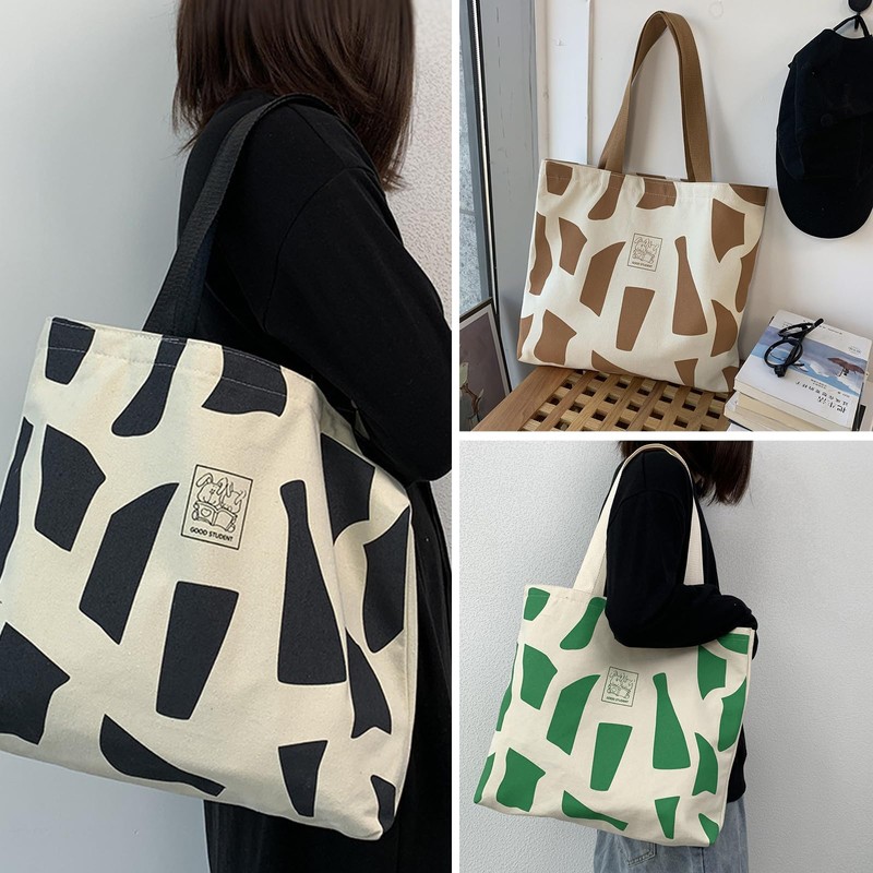 3 Pack Canvas Tote Bag for Women Aesthetic Shoulder Bag