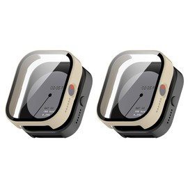 QINOUK Hard PC Case for CMF by Nothing Watch Pro with Built-in Tempered Glass, [Pack of 2] All-Round Anti-Scratch Protective Case Compatible with CMF by Nothing Watch Pro-White