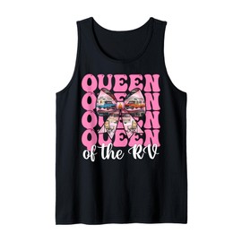 Queen of The Rv Camping Camper Motorhome Girl Mom Coquette Tank Top