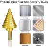 5PCS Titanium Step Drill Bit Set with 1 Automatic Center