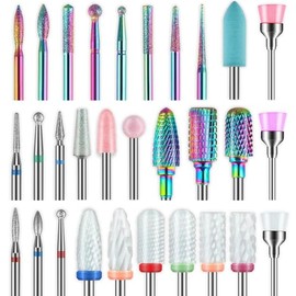 30Pcs Nail Drill Bits Set Ceramic Diamond Bits for Safety Removal(3 Cases)