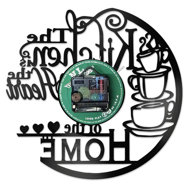 Twshiny Kitchen Wall Clock, Elegant Vinyl Record Black Wall Clocks