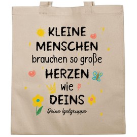 Baumwolltasche - Kleine Menschen brauchen so große Herzen wie deins I Abschluss Geschenke Erzieher Abschiedsgeschenk Erzieherin Geschenk Kita Erzieherinnen - Unisize - Naturweiß
