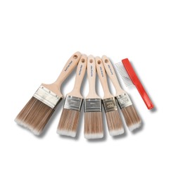 Cutting Edge 5-Brush Paintbrush Set with FREE Brush Comb - Professional Premium Quality - Ergonomic Beavertail Handle for an Easy Grip, SRT Synthetic Fibres, No Breaking-in Required 2x1.5"|2x2"|1x3"
