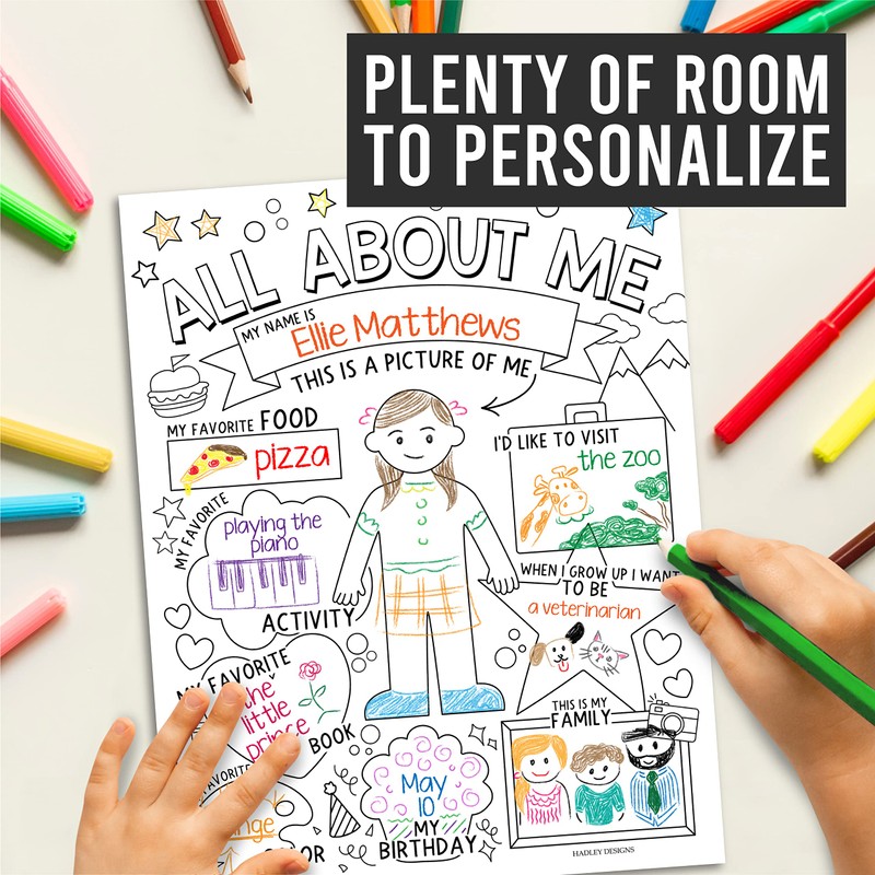 All About Me Posters for Elementary, Preschool & Kindergarten -