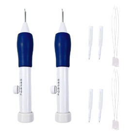 Duoleleen 2 Sets Punch Needle Kits Magic Embroidery Pen Kits Embroidery Punch Stitching Tool Sets for Clothes Curtains Pillow Cases Insoles Wallets Towels