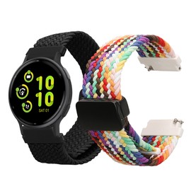 kwmobile Smartwatch Strap Compatible with Garmin vivoactive 5 / active 5 Straps - 2x Nylon Replacement Band - Black/Multicolor