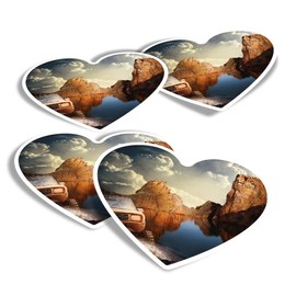 Vinyl Heart Stickers (Set of 4) - Off Road 4x4 Vehicle Car Driver Racing Fun Decals for Laptops,Tablets,Luggage,Scrap Booking,Fridges #8784