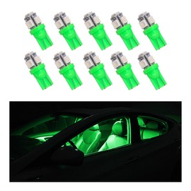 povtii 10PCS Car LED Light Bulb, Super Bright T10 5050 LED Auto Interior Light Bulb, Led Bulb Replacement for Dashboard Dome Map Door License Plate Lights, Lighting Car Accessories (Green)