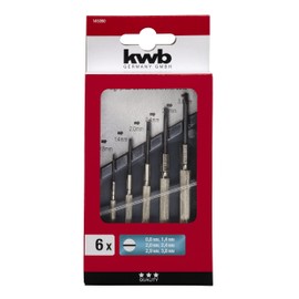 kwb Precision Screwdriver Slotted / Flat Set for Fine Mechanics, Mini Screwdrivers for Watchmakers / Precision Mechanics, Tool Set in Storage Box, with Grip Surface and Metal Twist Cap