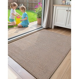 Color&Geometry Front Door Mat Indoor Entrance Rubber Backed, 17"x30" Thin Entry Mat Non Slip, Dirt Trapper Absorbent Doormat, Washable Easy Clean Rugs for Entryway, Taupe