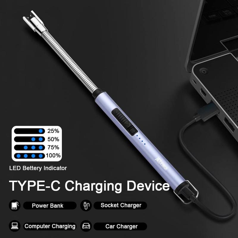 JETPRO Candle Lighters USB Rechargeable Arc Electric Lighter with 360°