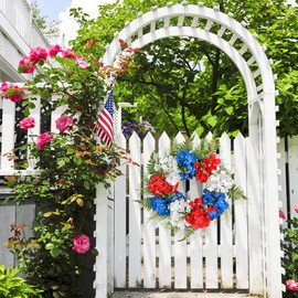 Homithley Patriotic Wreath Decorations for Front Door, 20 Inch Red White Blue Hydrangea 4th of July Independence Day Wreaths Memorial Day Artificial Flower Wreath for Indoor Outdoor Home Decor