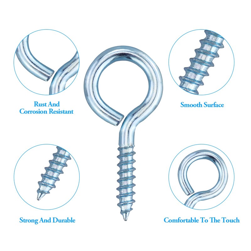 JRSHIRLEYLTD 20 Pieces Screw in Hooks, Small Ring Eye Screw
