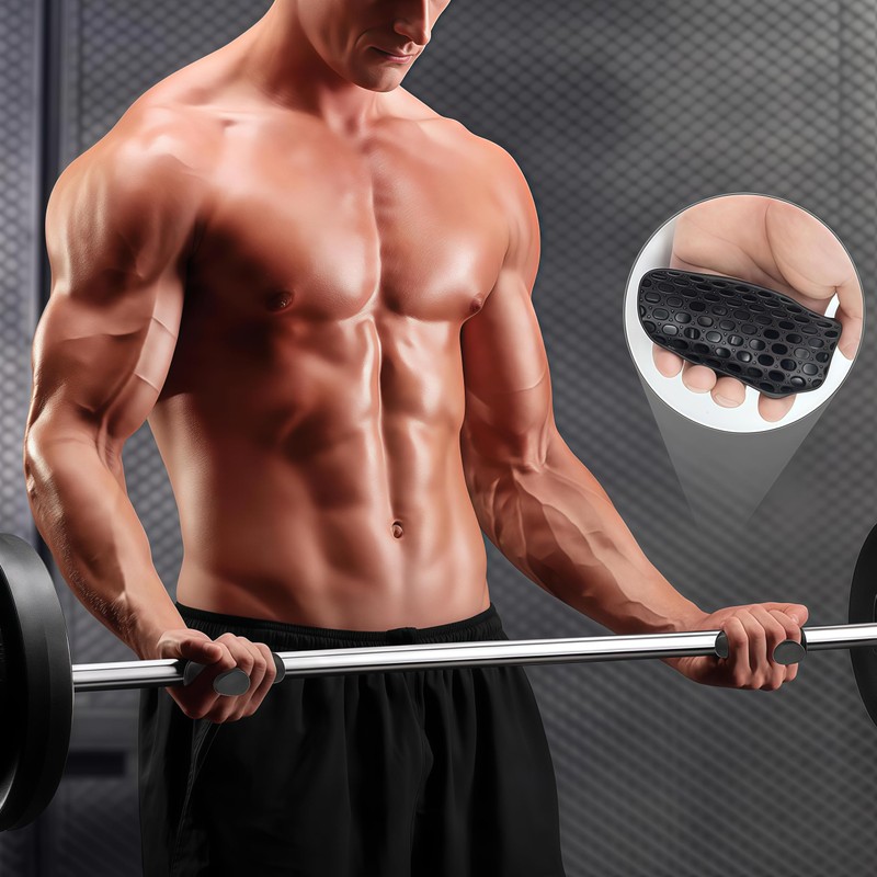 Rubber Gym Grips Fingerless Workout Grips - Ergonomic Rubber Hand