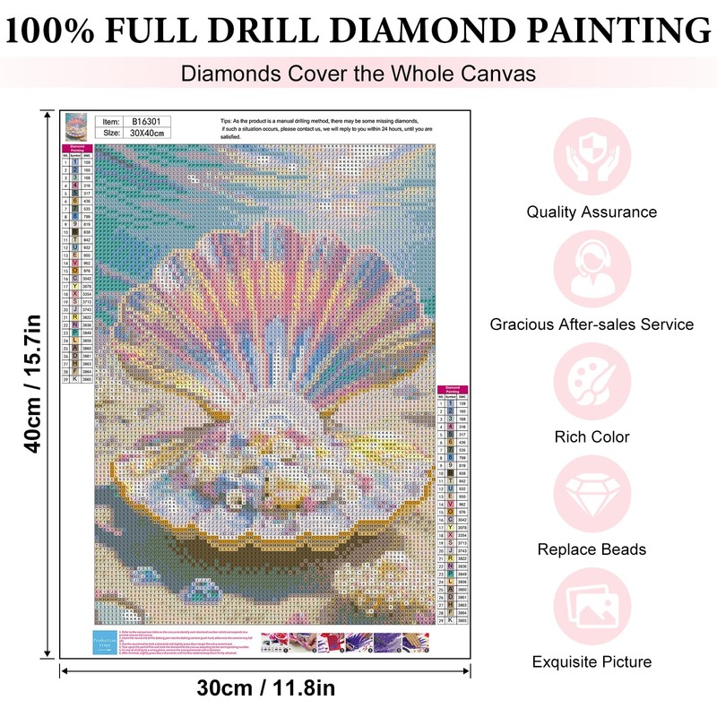 Shell Diamond Painting Kits for Adults, Seashell Diamond Art Kits