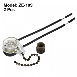 sourcing map Pull Chain Switch On-Off Speed Replacement ZE-109 for Ceiling Fan Lamp Light Clear Bronze Pack of 2
