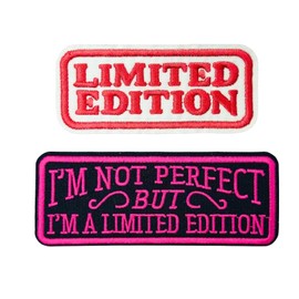2pcs Limited Edition Patches, Pink Iron On Sew on Embroidery Patches,DIY Cloth Badges Stickers for Hats,Backpacks,Jeans,Jackets