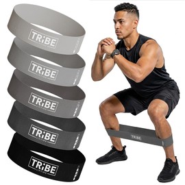 Tribe Lifting Fabric Resistance Bands for Working Out - 5 Exercise Bands Set for Legs and Glutes - Booty Bands for Women and Men - Thick Cloth Workout Bands for Physical Therapy, Hip Training