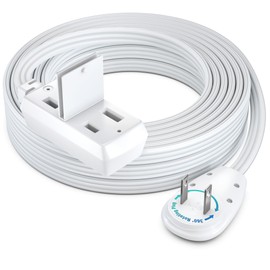 Maximm 20ft Extension Cord – 2-Prong Flat 360° Rotating Plug – Extended Reach Power Cable – Space-Saving Design – UL Certified – White