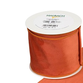 FloristryWarehouse Burnt Peach Christmas Velvet Fabric Ribbon 100mm (4") Wide on 8m roll Wired Edge