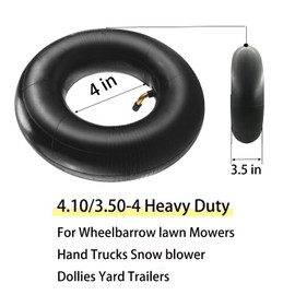 4.10/3.50-4“ Heavy Duty Replacement Inner Tube With TR-87 Bent Valve Stem 2/Pack for Wheelbarrow lawn Mowers Hand Trucks Snow blower Dollies Yard Trailers and More