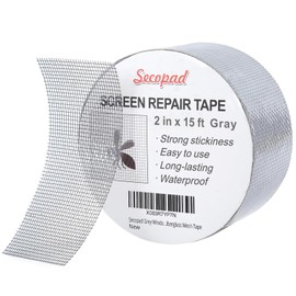 Secopad Grey Window Screen Repair Tape, 2IN X 15FT (180IN) Screen Repair Kit for Windows or Doors, Strong Adhesive Patch Kit Fiberglass Mesh Tape