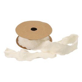 MECCANIXITY 2pcs 1.5 Inch 10 Yard Satin Double Ruffle Edge Ribbon Cream White Solid Color for Hair Bows Sewing Gift Wrapping Wedding Bouquets