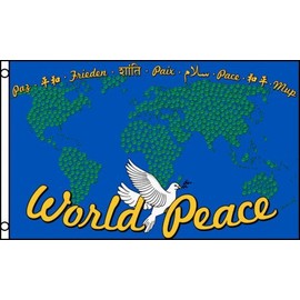 3x5 World Peace Sign Earth Globe Dove Blue Flag 3'x5' House Banner Grommets