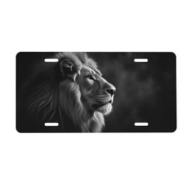 CTVSLFU Front License Plate Cover – Aluminum Metal Car Accessory, Rust-Proof Novelty Vanity Tag Decor for Men & Women, 6x12 with 4 Holes - 028 Lion