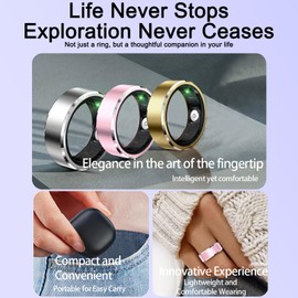 Smart Ring Fitness Tracker Heart Rate Monitor Sleep Tracker Ring Blood Oxygen Health Ring Fitness Pedometer Calories Step Counter Exercise Mode 5ATM Waterproof APP Smart Rings for Men Women