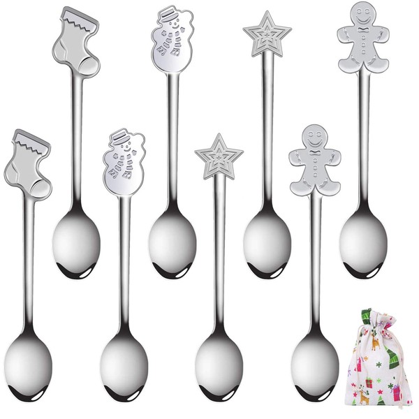 SLKIJDHFB Stainless Steel Spoons Set Coffee Dessert Teaspoons Christmas Metal