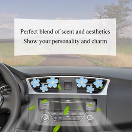 ORIESSE 6pcs Flower Car Vent Clips,Cute Daisy Car Air Fresheners,Light Blue Daisy Car Decor for Women 3.3cm/3cm/2.5cm Girly Flower Decotaion Accessories,Refillable Clips on Diffuser