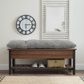 baibu 42 Inch Classic Solid Color Bench Cushion with Ties, Super Soft Indoor Outdoor Rectangle Bench Seat Cushion Standard Size Foam Pad with Non-Slip Bottom - One Pad Only (Grey, 42x15x3in)