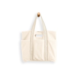 ODODOS 29L Oversized Canvas Tote Bag Large Capacity Open Top Shoulder Bags for Gym Workout Shopping Beach Travel, Ivory