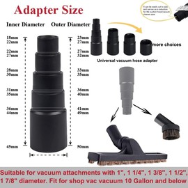 Juego de accesorios de aspiradora con cepillo de piso para aspiradora, 2 accesorios de aspiradora de crin de caballo y adaptador universal de manguera de aspiradora para accesorios de Shop Vac con