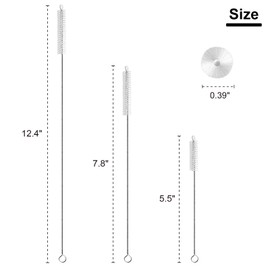 Extra Long Straw Brush, Straw Cleaning Brush,Nylon Pipe Straw Cleaner Brush,Mug Cleaning Brush, 12.4",7.8",5.5", 3 Different Length Brushes Set(9PCS in Total)