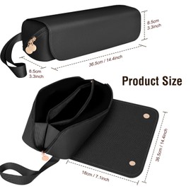 SS Hair Tools Travel Bag and Heat Resistant Mat for Hot Tools, Leather Curling Iron Case, Portable Essentials for Women, Black